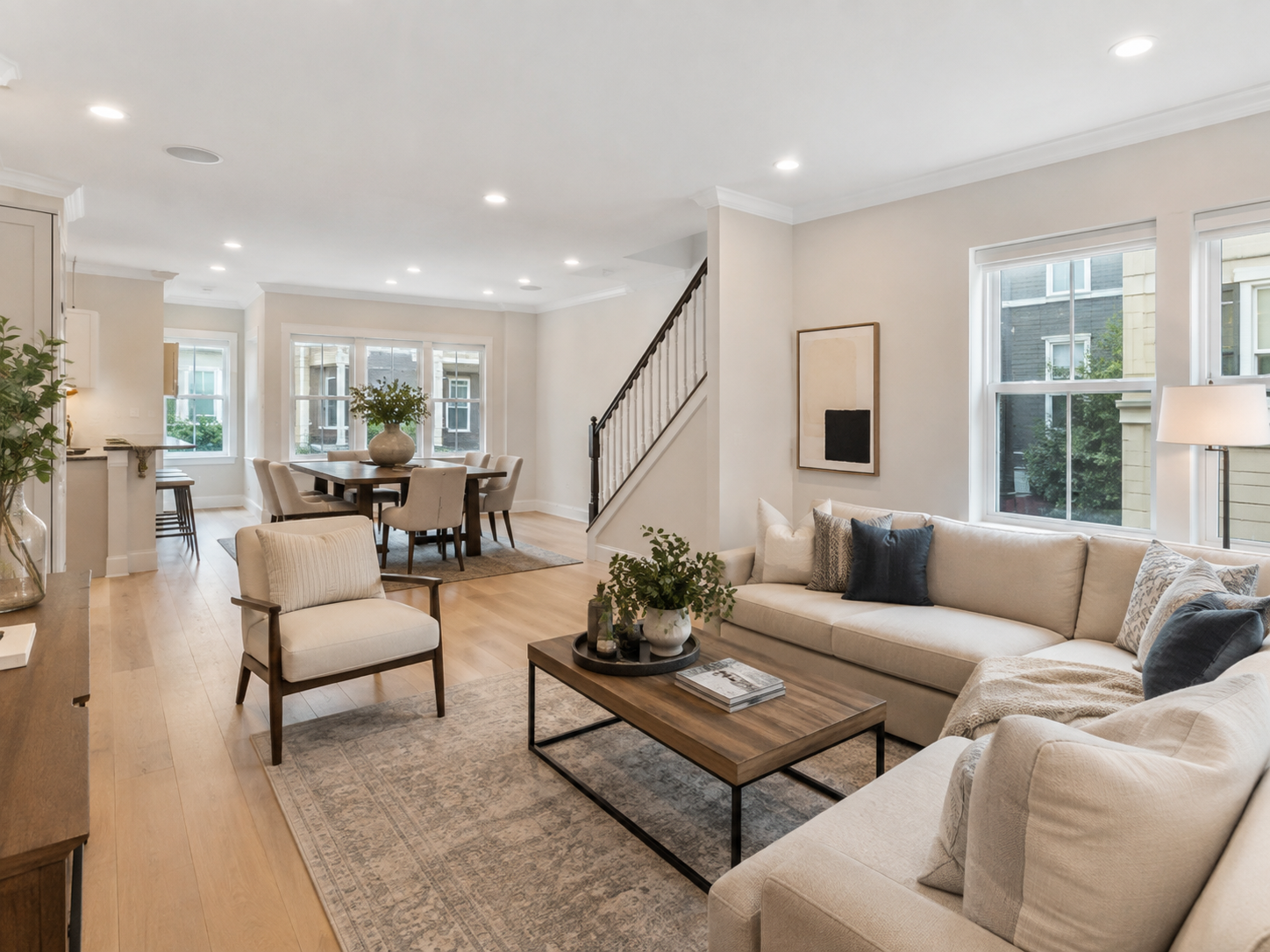 Bright, tastefully furnished living room in a Northern Virginia home